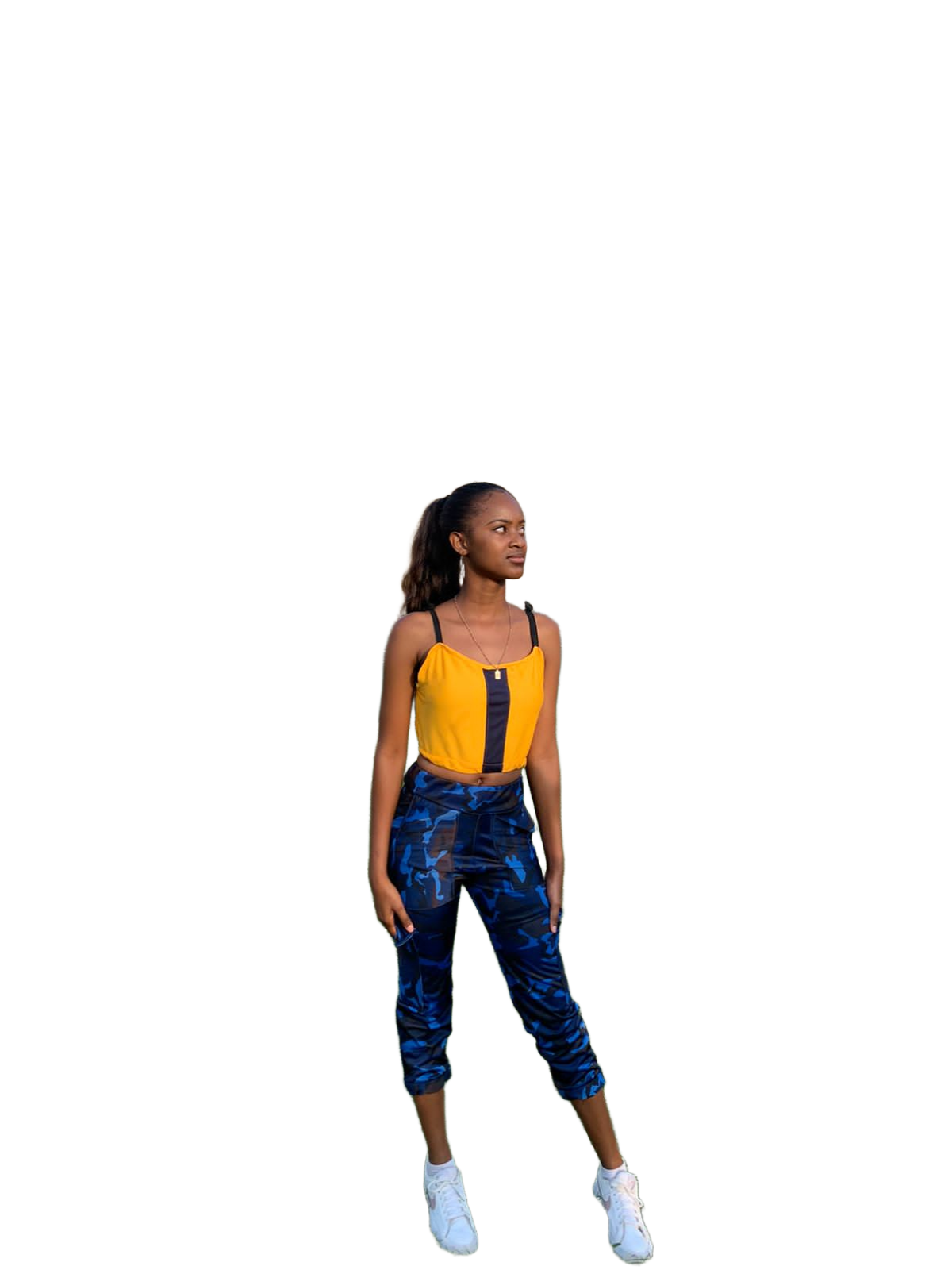 Crop Top & Cargo Pants Back View